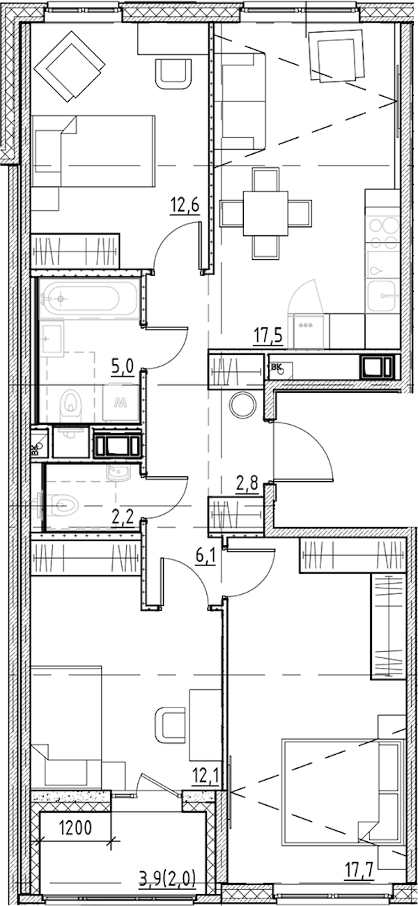 3-комнатная квартира 78 м², 6/9 эт., ЖК «Янила Форест»